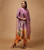 Linen Embroidered Yellow Kurta Sets