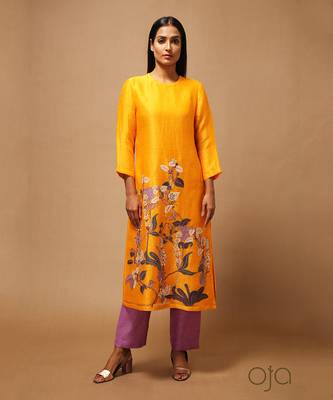 Linen Embroidered Purple Kurta Sets 2