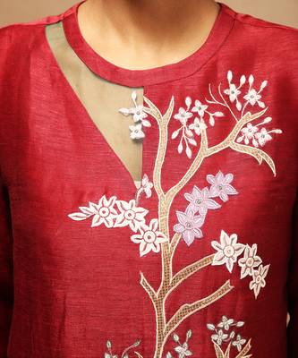 Linen Embroidered Green Kurta Sets 5
