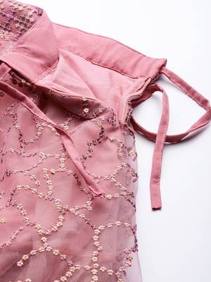 exotic pink soft net sequins embroidered wedding lehenga set choli with dupatta with dupatta 8