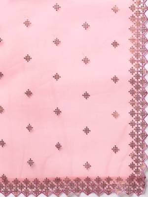 exotic pink soft net sequins embroidered wedding lehenga set choli with dupatta with dupatta 9