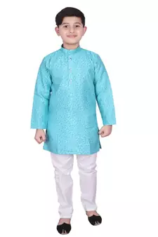 Frz Self Design Silk Boys Kurta Pajama Set