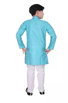 Frz Self Design Silk Boys Kurta Pajama Set