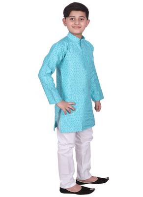 Frz Self Design Silk Boys Kurta Pajama Set 4
