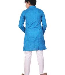 Firozi Jacquard Cotton Kurta Pyjama Set For Boys