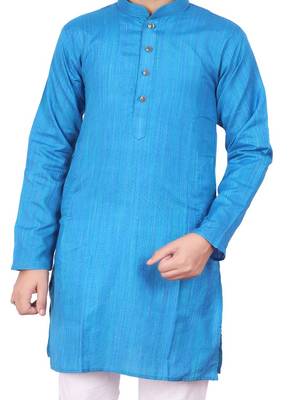 Firozi Jacquard Cotton Kurta Pyjama Set For Boys 3