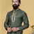 Men Green Dupion Silk Woven Zari Buta Designer Kurta