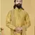 Men Jacquard Silk Woven Yellow Embellished Kurta