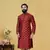 Men Red Dupion Silk Embroidered Designer Kurta
