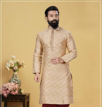 Men Jacquard Silk Woven white Embellished Kurta 1