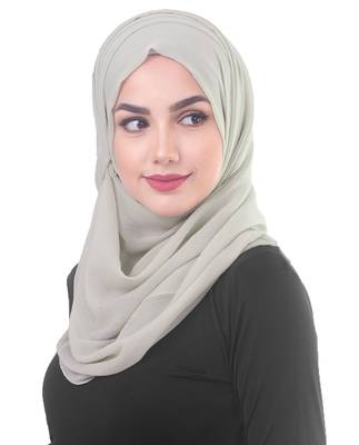 Beige plain chiffon hijab 2