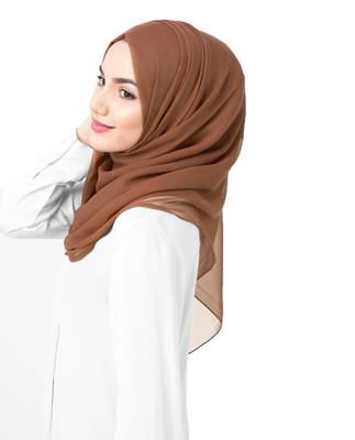 Brown plain chiffon hijab 2