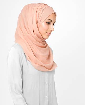 Pink plain chiffon hijab 2