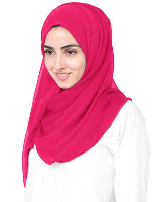 Pink plain chiffon hijab 1