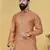 Men Jacquard Silk Woven Peach Embellished Kurta