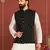 Men Black Cotton Silk Nehru Jacket with Plain White Dupion Silk Kurta Churidar