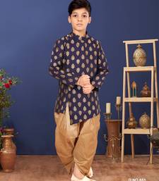 Boy's Blue Jacquard Silk Kurta Dhoti Set
