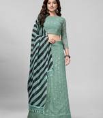 Light Green Sequined Embroidered Georgette Fancy Lehenga Choli with Blouse Piece