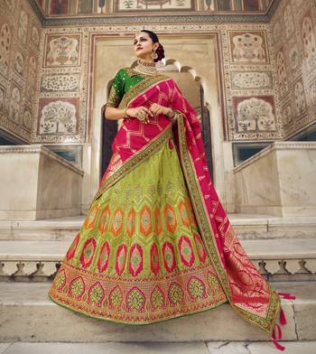 Multicolor hand woven silk semi stitched lehenga 1