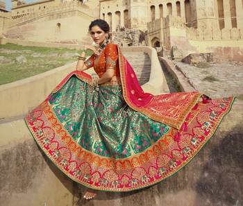 Multicolor hand woven silk semi stitched lehenga 2
