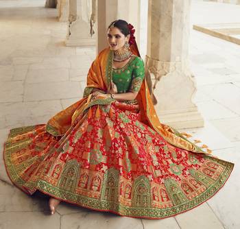 Multicolor hand woven silk semi stitched lehenga 2