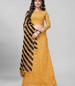 Yellow Sequined Embroidered Georgette Fancy Lehenga Choli with Blouse Piece