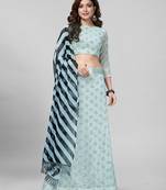 Light Blue Sequined Embroidered Georgette Fancy Lehenga Choli with Blouse Piece