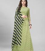 Green Sequined Embroidered Georgette Fancy Lehenga Choli with Blouse Piece