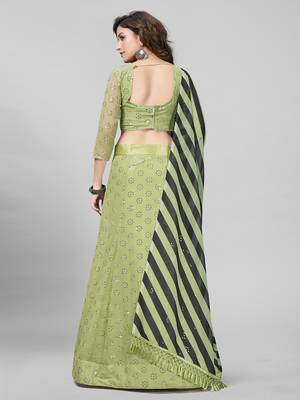 Green Sequined Embroidered Georgette Fancy Lehenga Choli with Blouse Piece 3