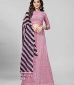 Pink Sequined Embroidered Georgette Fancy Lehenga Choli with Blouse Piece