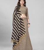 Beige Sequined Embroidered Georgette Fancy Lehenga Choli with Blouse Piece