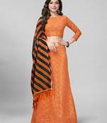 Orange Sequined Embroidered Georgette Fancy Lehenga Choli with Blouse Piece