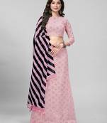 Light Pink Sequined Embroidered Georgette Fancy Lehenga Choli with Blouse Piece