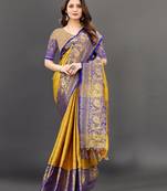  mustard woven cotton silk saree with blouse