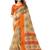 Beige printed cotton saree with blouse