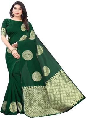 Green Color Litchi Silk Jacquard Work Saree/Sari 1