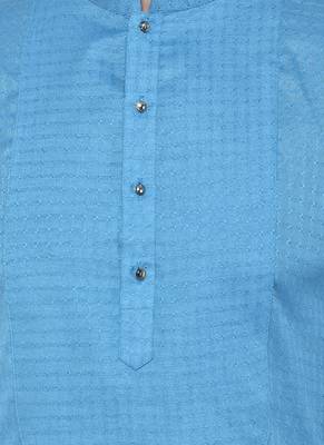DEYANN Woven Design Royal Blue Color Pure Cotton Kurta with Trouser 5
