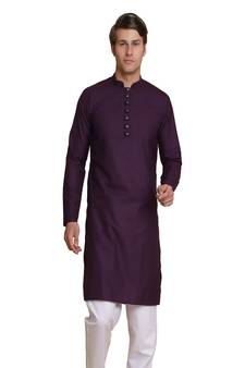Purple plain cotton men-kurtas