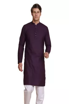 Purple plain cotton men-kurtas