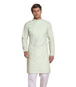 Green plain cotton men-kurtas