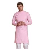 Pink plain cotton men-kurtas