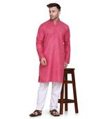 Pink plain cotton kurta-pajama