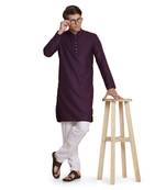 Purple plain cotton kurta-pajama