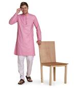 Pink plain cotton kurta-pajama