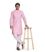 Pink plain cotton kurta-pajama
