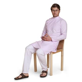 Purple plain cotton kurta-pajama 1