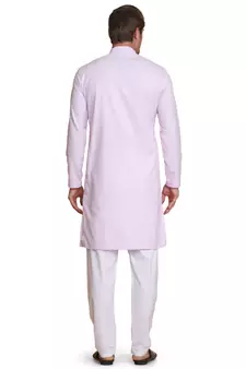 Purple plain cotton kurta-pajama
