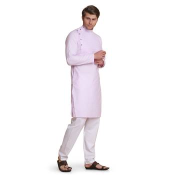 Purple plain cotton kurta-pajama 3