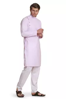 Purple plain cotton kurta-pajama
