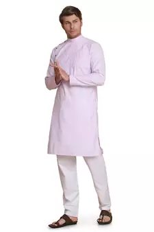 Purple plain cotton kurta-pajama